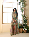 Sea Green Heavy Embroidered Kurta Sharara Set with Designer Dupatta