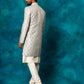Grey Silk Blend Wedding Wear  Men's Indo Western Set