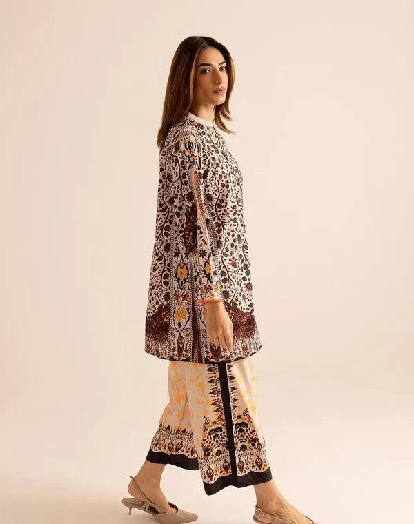 Beige Vintage Ornate Printed Co-Ord Set
