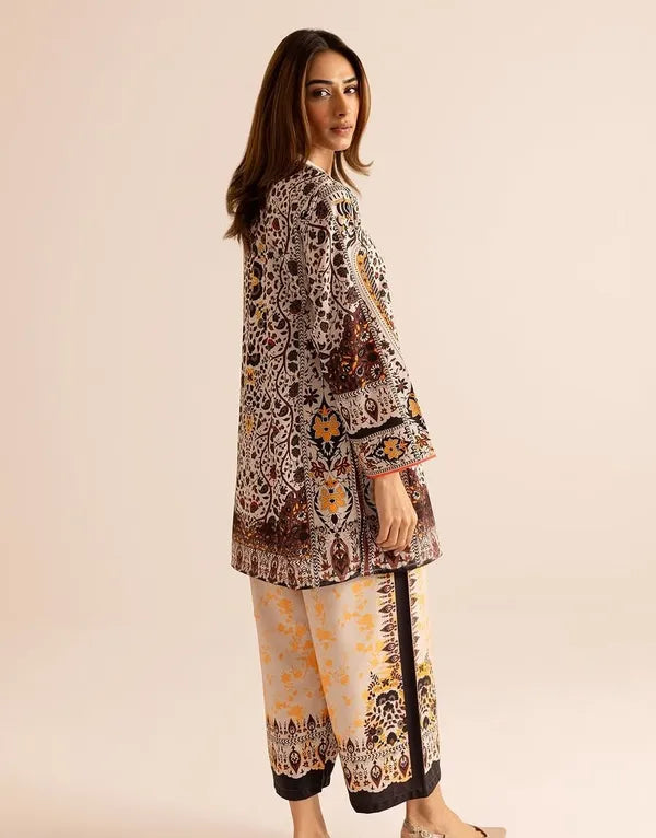 Beige Vintage Ornate Printed Co-Ord Set
