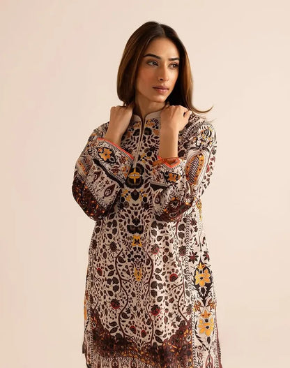 Beige Vintage Ornate Printed Co-Ord Set