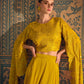 Mustard Yellow Embroidered Crop Top Lehenga Set with Designer Sleeves