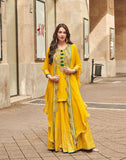 Mustard Yellow Embroidered Kurta Sharara Set with Stylish Dupatta