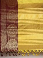Anouk Mustard Yellow & Gold-Toned Checked Zari Pure Silk Kanjeevaram Saree - Image 5