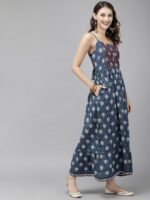 Anouk Women Blue Printed Fit and Flare Dress