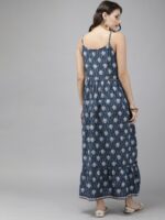 Anouk Women Blue Printed Fit and Flare Dress - Image 4