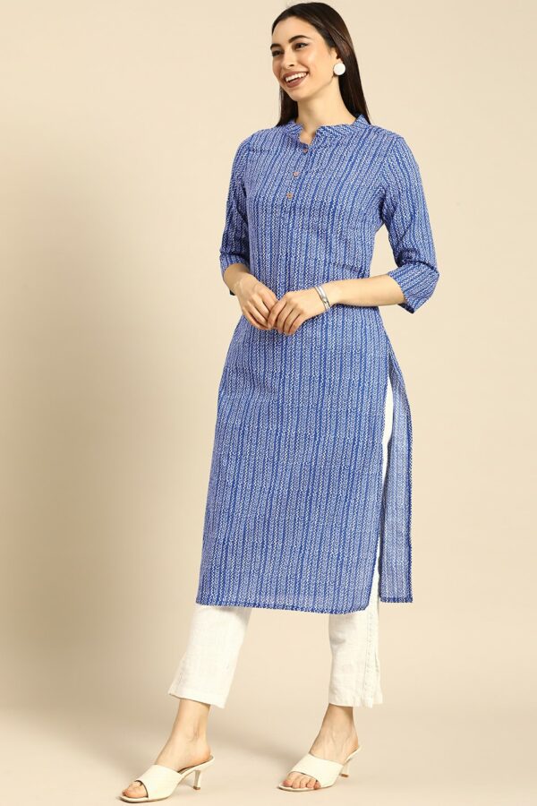Anouk Women Blue & White Printed Kurta