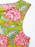 Anouk Women Green & Pink Floral Printed Kurta with Sharara & Dupatta - Image 2