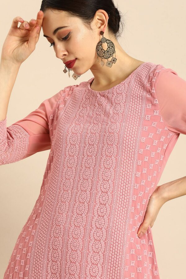Anouk Women Pink Embroidered Kurta with Palazzos
