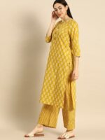 Anouk Women Yellow & White Printed Kurta with Palazzos - Image 4