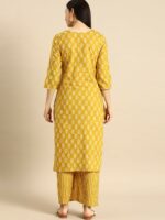 Anouk Women Yellow & White Printed Kurta with Palazzos - Image 5
