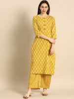 Anouk Women Yellow & White Printed Kurta with Palazzos - Image 6