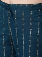 Anubhutee Women Navy Blue Ethnic Motifs Embroidered Thread Work Kurta with Trousers & With Dupatta - Image 3