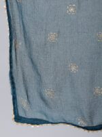 Anubhutee Women Navy Blue Ethnic Motifs Embroidered Thread Work Kurta with Trousers & With Dupatta - Image 4