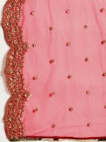 Inddus Red & Gold-Toned Net Embroidered Saree - Image 7