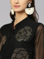 Inddus Women Black Embellished Maxi Dress - Image 2