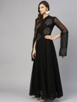 Inddus Women Black Embellished Maxi Dress - Image 3