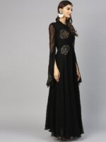 Inddus Women Black Embellished Maxi Dress - Image 4