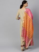 Indo Era Muted Hazelnut Geometric Yoke Kurta Set - Image 6