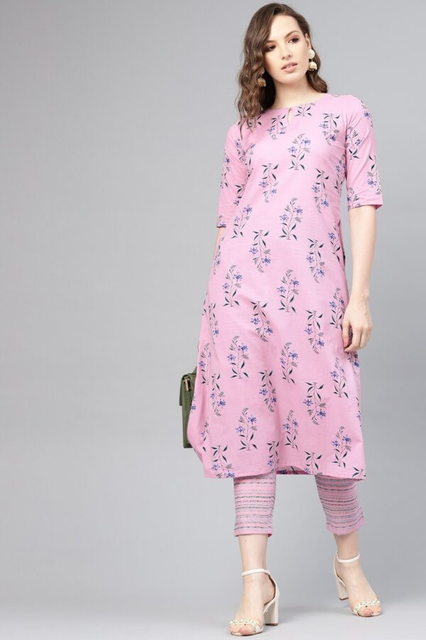 Libas Floral Bliss Side Pocket Cotton Kurta Set