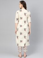 Libas Women Beige Ethnic Print Straight Kurta Set With Side Pockets - Image 6