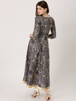Libas Women Navy Blue & Beige Printed Anarkali Kurta - Image 5