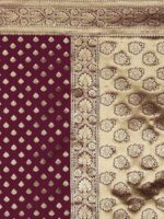 Mitera Magenta & Gold-Toned Silk Blend Woven Design Kanjeevaram Saree - Image 5