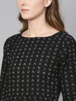 Nayo Women Black & White Floral Printed Straight Kurta - Image 2