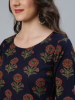 Nayo Women Blue Floral Pure Cotton Kurta with Trousers & With Dupatta - Image 2