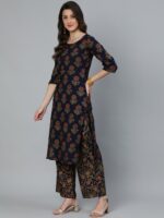 Nayo Women Blue Floral Pure Cotton Kurta with Trousers & With Dupatta - Image 6