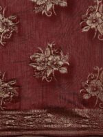 Saree mall Maroon Floral Linen Blend Banarasi Saree - Image 4
