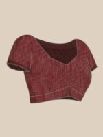 Saree mall Maroon Floral Linen Blend Banarasi Saree - Image 6