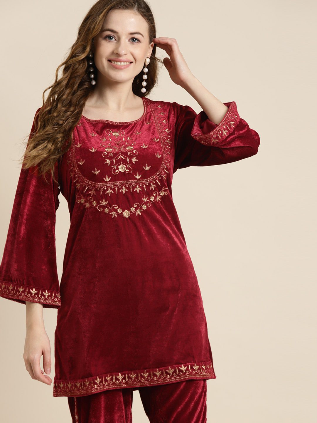 Buy Rimsha Wear Maroon Long Velvet Women Dress XSmall at Amazonin