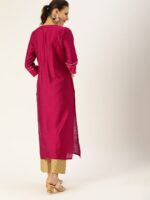 Varanga Women Magenta & White Embellished Straight Kurta - Image 4