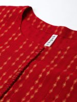 kipek Women Red & Gold-Toned Printed Straight Kurta - Image 2