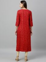 kipek Women Red & Gold-Toned Printed Straight Kurta - Image 4