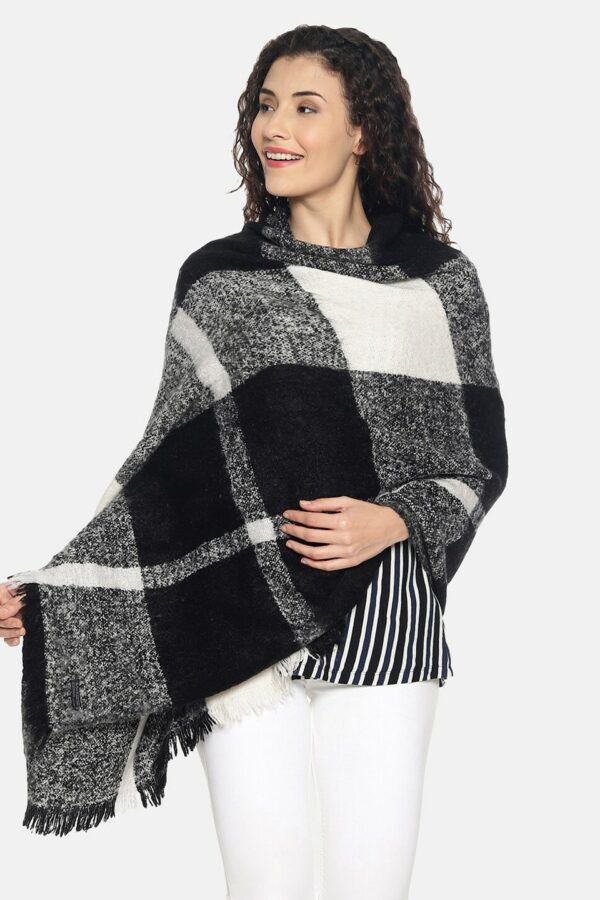 513 Women Black & Grey Checked Stole