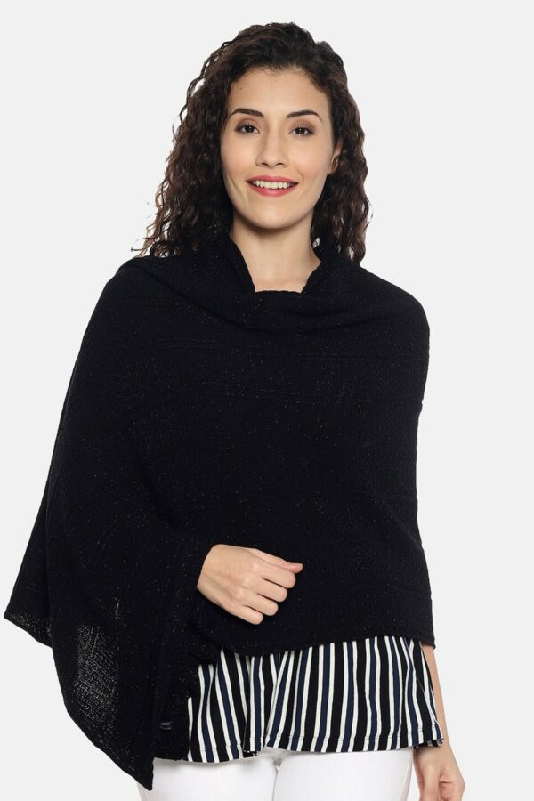 513 Women Black Solid Stole