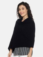 513 Women Black Solid Stole - Image 3