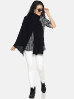 513 Women Black Solid Stole - Image 5