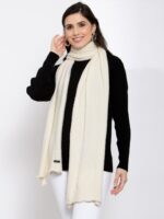 513 Women Off White Solid Stole