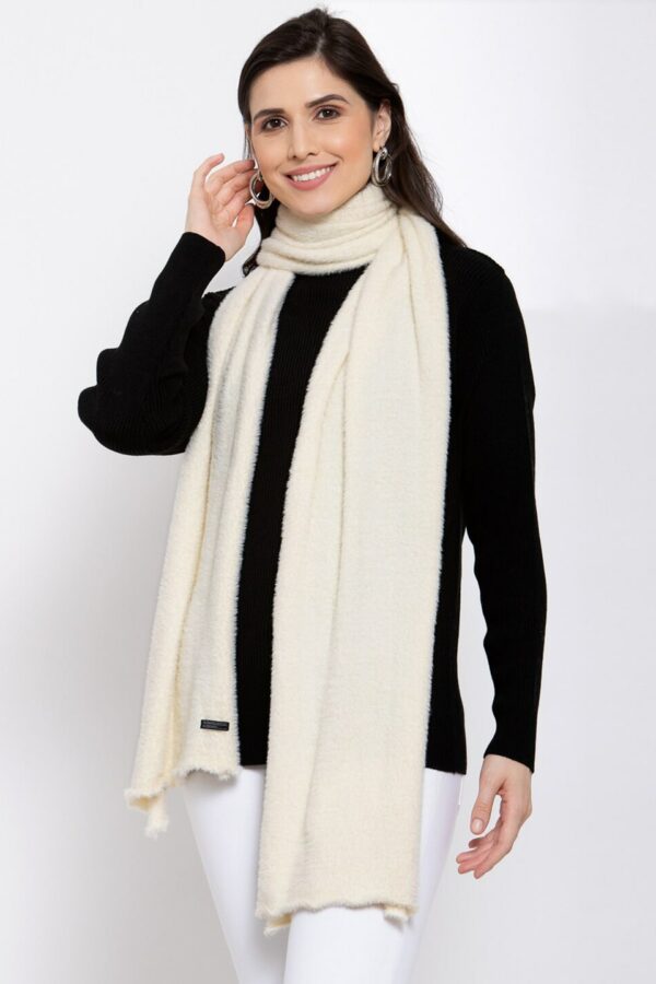 513 Women Off White Solid Stole