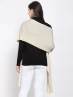 513 Women Off White Solid Stole - Image 4