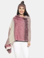 513 Women Pink & Grey Colourblocked Stole