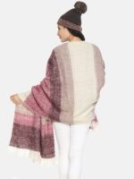 513 Women Pink & Grey Colourblocked Stole - Image 4