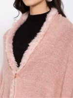 513 Women Pink Woven Design Stole With Fringed Border - Image 2