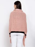 513 Women Pink Woven Design Stole With Fringed Border - Image 4