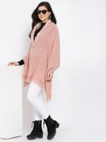 513 Women Pink Woven Design Stole With Fringed Border - Image 5