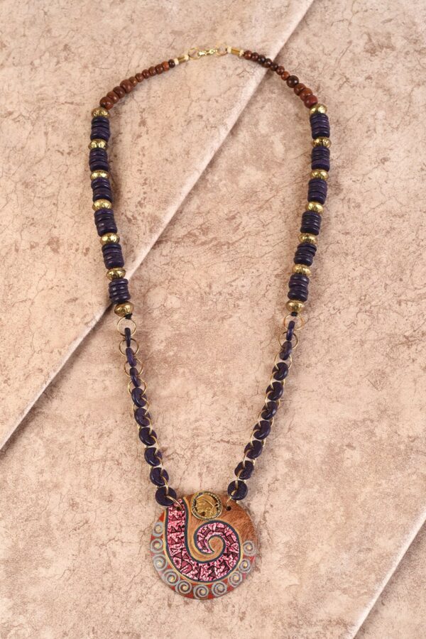 AAKRITI ART CREATIONS Purple & Maroon Brass Handcrafted Tribal Dhokra Necklace