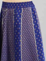 AURELIA Women Blue & Off-White Printed Flared Maxi Skirt - Image 5